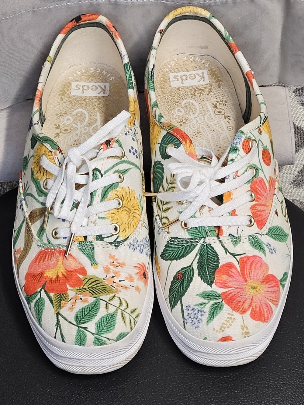 Keds Rifle Paper Co Champion Low Profile Floral Garden Canvas Lace Up Sneakers - Picture 3 of 10